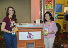 Rachel Brown and Lauren Del Rosario with Love Beets show some of the company’s latest products, including Golden Beet-O de Gallo.